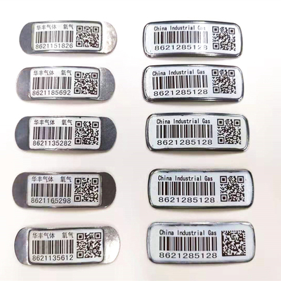 Endüstriyel Gaz Silindir Metal Barkod Etiketleri Anti UV Suya Dayanıklı